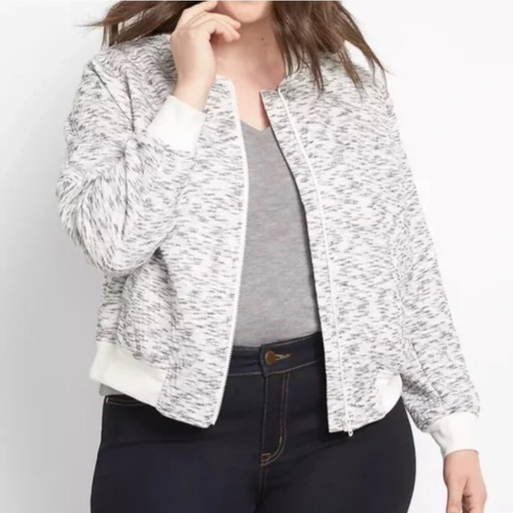 Quilted Bomber Jacket Gray Heather NWOT 18